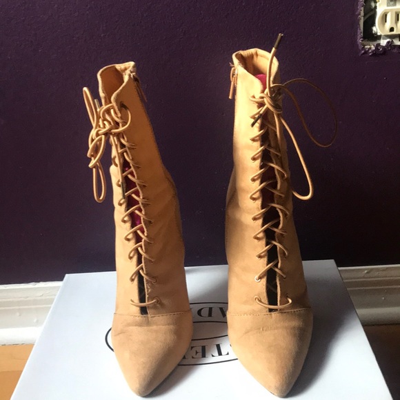 Nude tie up pointed yeezy style booties - Picture 4 of 6